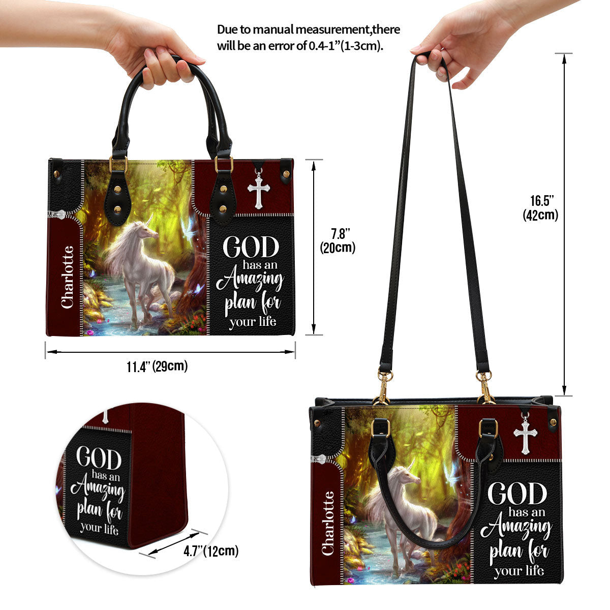 Personalized God Has An Amazing Plan For Your Life Special Unicorn Leather Bag - Christian Pu Leather Bags For Women