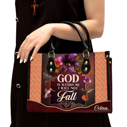 Personalized God Is Within Me I Will Not Fall Special Hummingbird Leather Bag - Christian Pu Leather Bags For Women