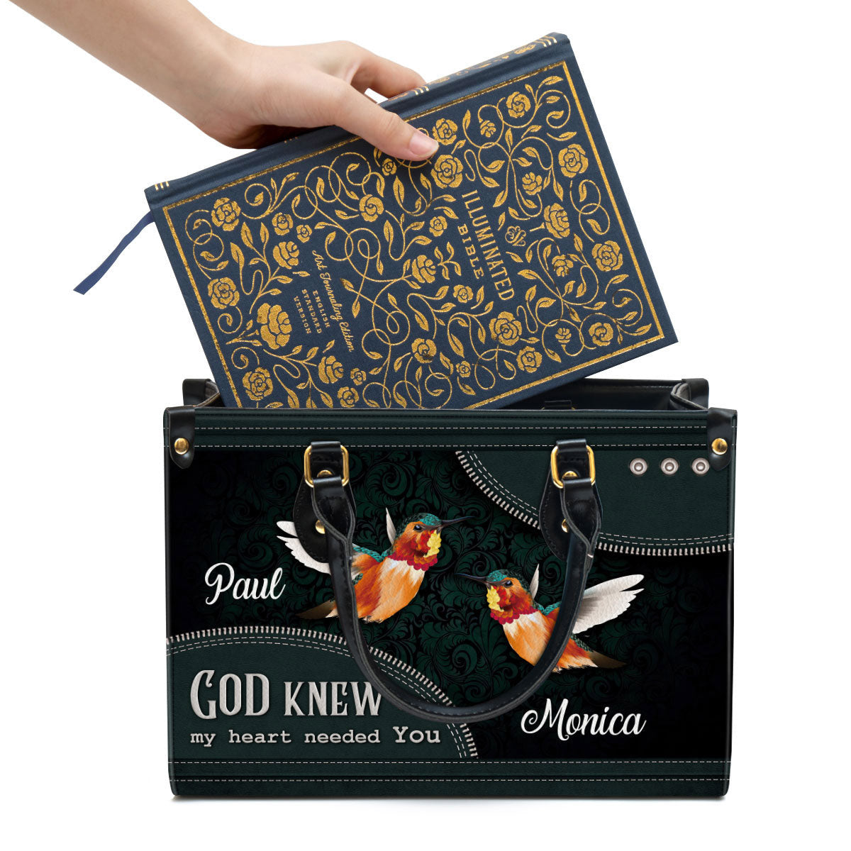 Personalized God Knew My Heart Needed You Leather Bag - Christian Pu Leather Bags For Women