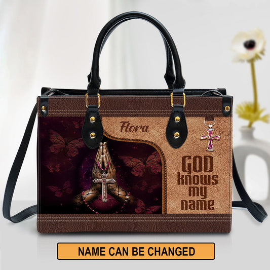 Personalized God Knows My Name Leather Bag - Christian Pu Leather Bags For Women