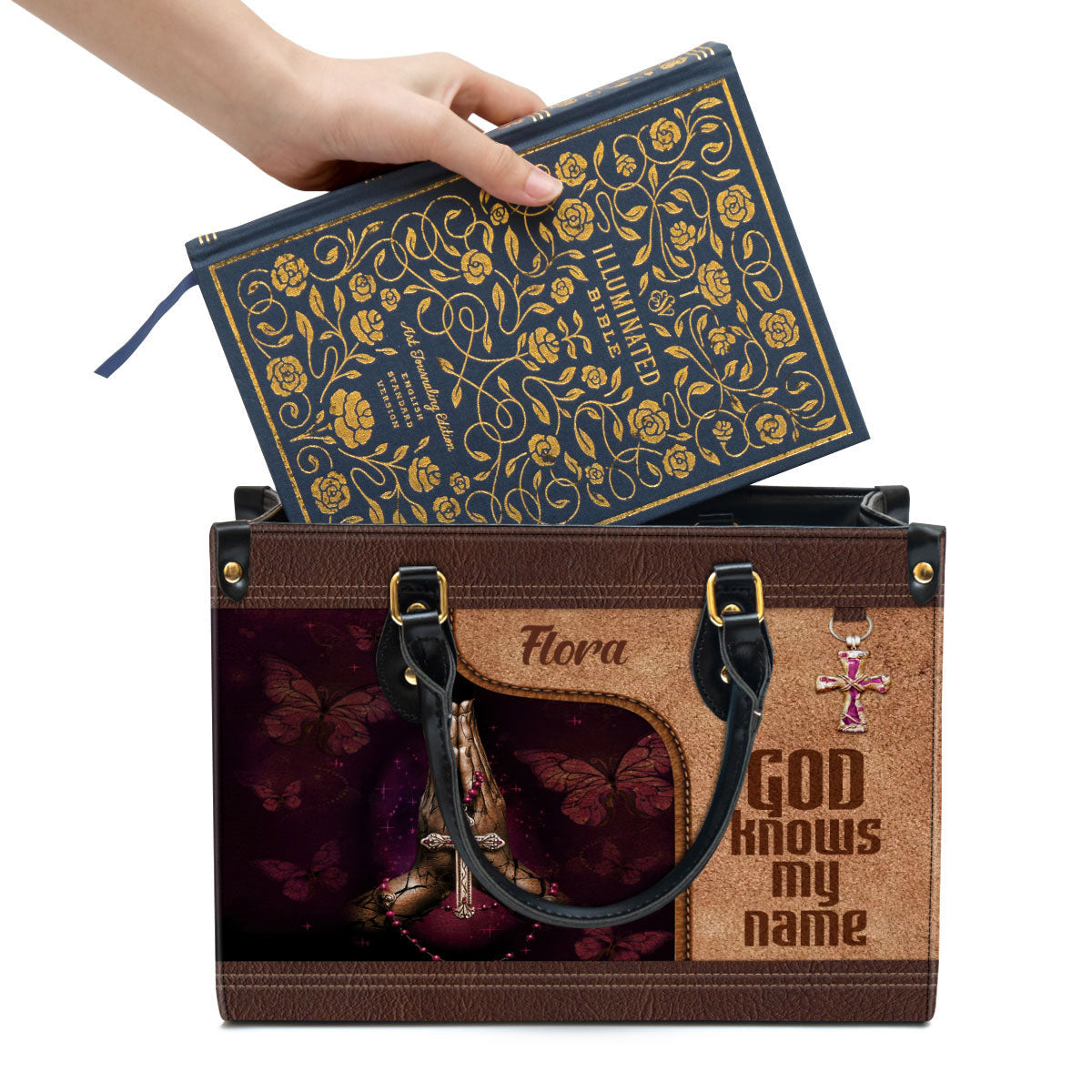 Personalized God Knows My Name Leather Bag - Christian Pu Leather Bags For Women