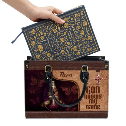 Personalized God Knows My Name Leather Bag - Christian Pu Leather Bags For Women