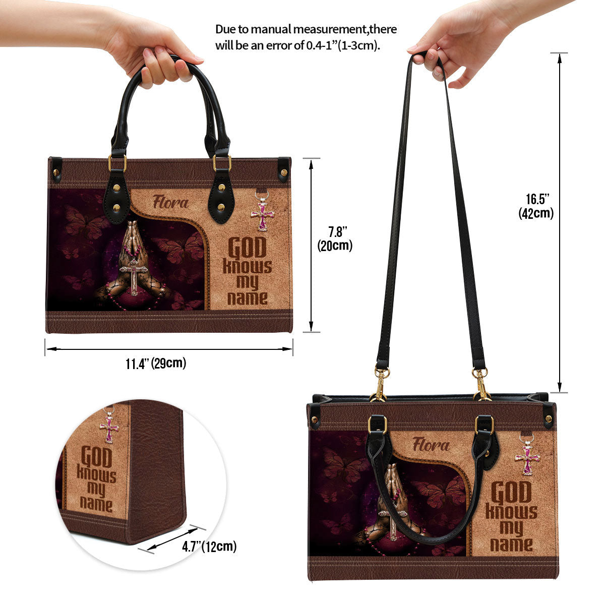 Personalized God Knows My Name Leather Bag - Christian Pu Leather Bags For Women