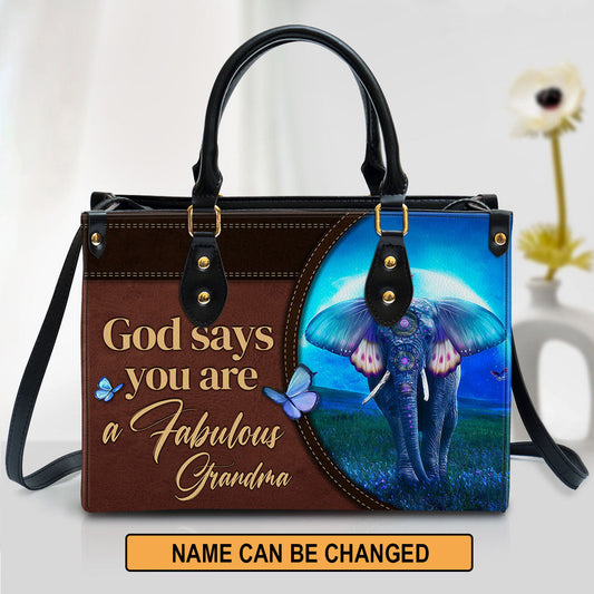 Personalized God Says You Are A Fabulous Grandma Leather Bag - Christian Pu Leather Bags For Women