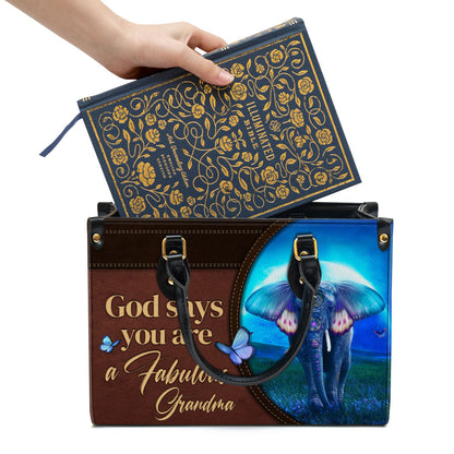 Personalized God Says You Are A Fabulous Grandma Leather Bag - Christian Pu Leather Bags For Women