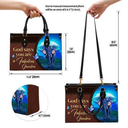 Personalized God Says You Are A Fabulous Grandma Leather Bag - Christian Pu Leather Bags For Women