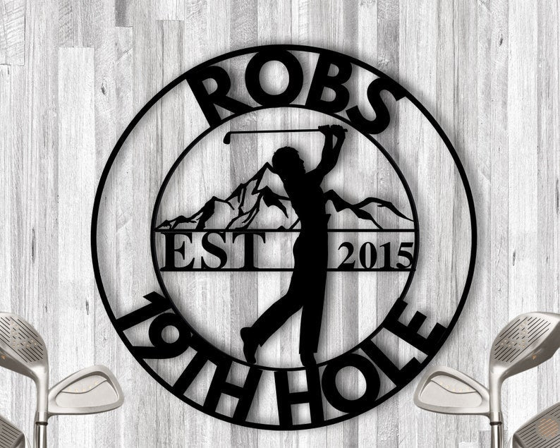 Personalized Golf Sign - Golf Decor - Golf Wall Art - 19th Hole Sign - Metal Golf Sign - Golf Gifts For Men - Man Cave Sign