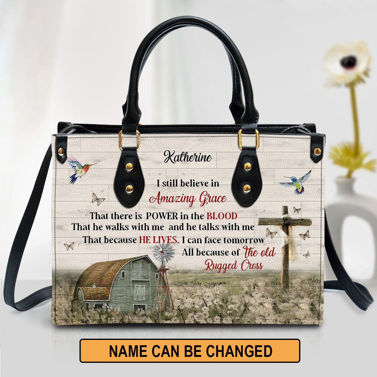 Personalized Gorgeous Cross I Still Believe In Amazing Grace Leather Bag - Christian Pu Leather Bags For Women