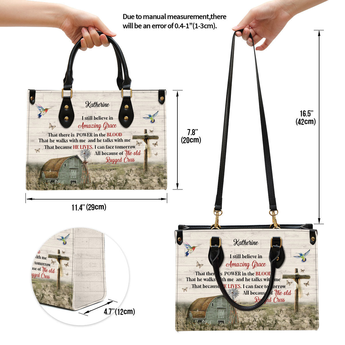 Personalized Gorgeous Cross I Still Believe In Amazing Grace Leather Bag - Christian Pu Leather Bags For Women