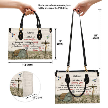 Personalized Gorgeous Cross I Still Believe In Amazing Grace Leather Bag - Christian Pu Leather Bags For Women