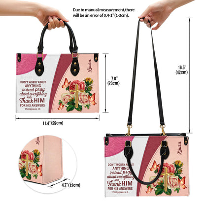Personalized Gorgeous Rose Don‘T Worry About Anything Leather Bag - Christian Pu Leather Bags For Women