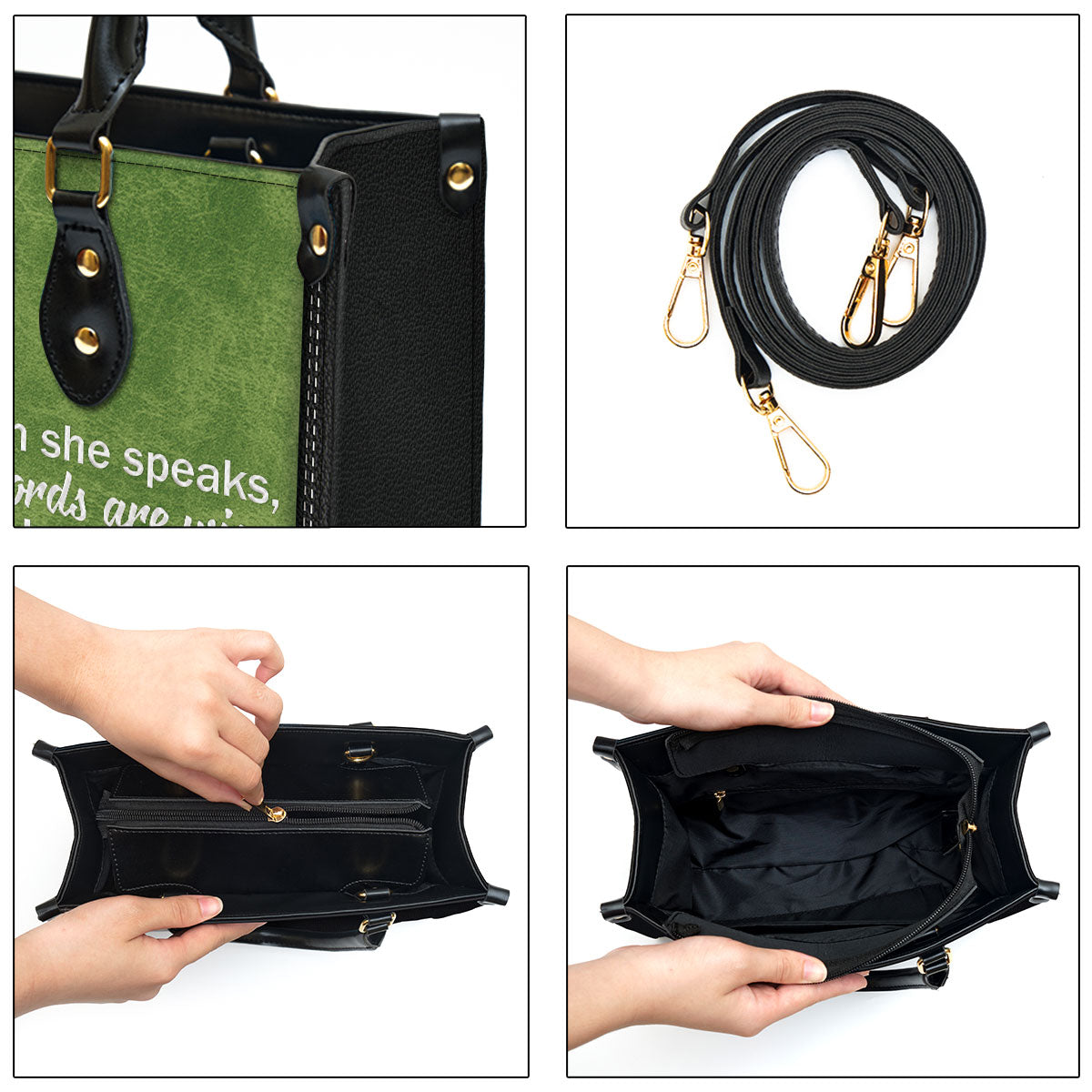 Personalized Gorgeous When She Speaks Her Words Are Wise Leather Bag - Christian Pu Leather Bags For Women