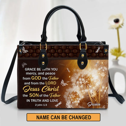 Personalized Grace Be With You Lovely Leather Bag - Christian Pu Leather Bags For Women
