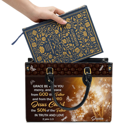 Personalized Grace Be With You Lovely Leather Bag - Christian Pu Leather Bags For Women