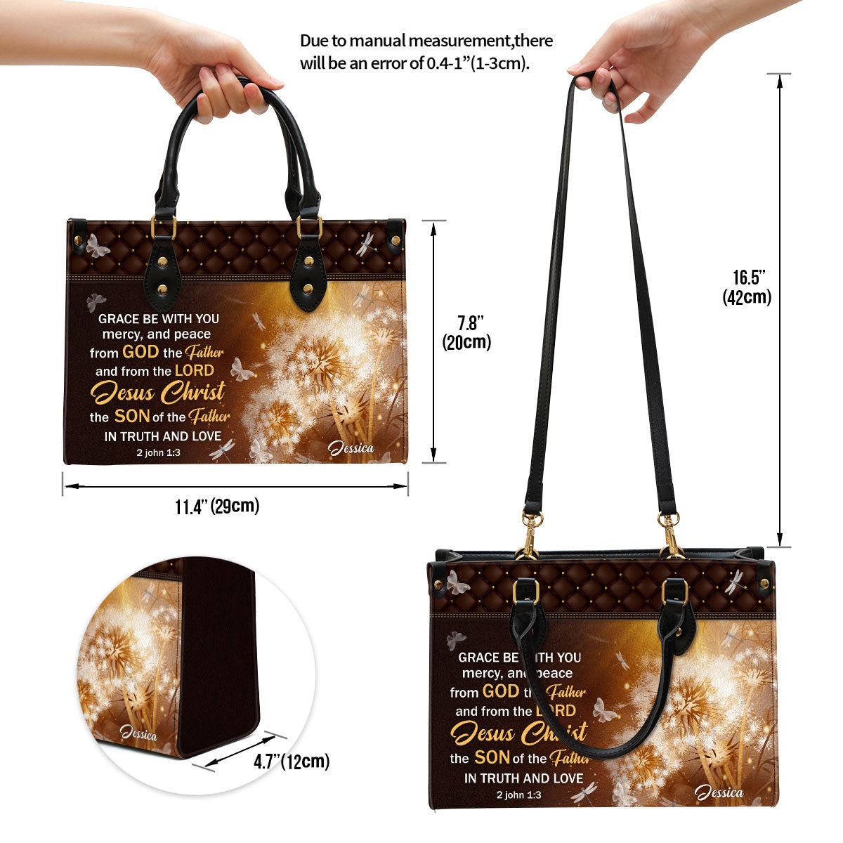 Personalized Grace Be With You Lovely Leather Bag - Christian Pu Leather Bags For Women