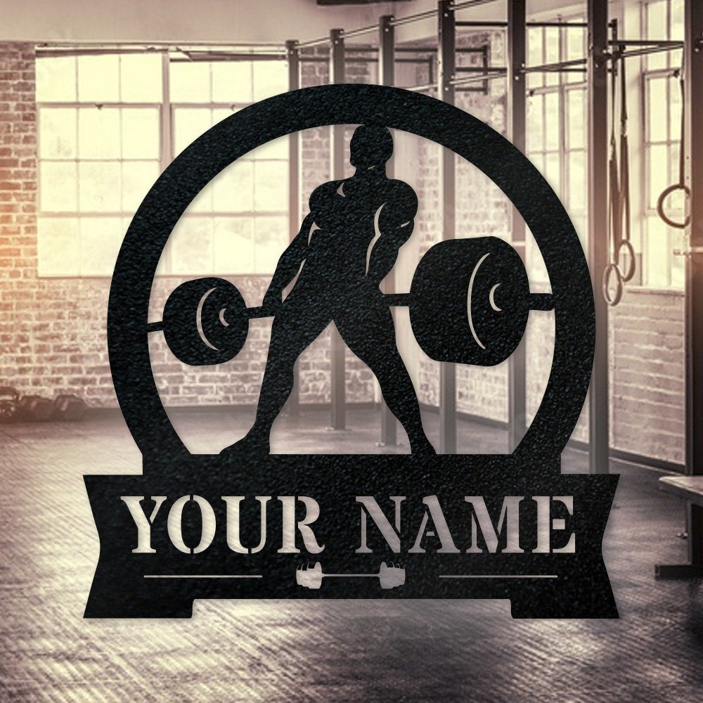 Personalized Gym Deadlift Monogram - Custom Metal Gym Sign - Outdoor Decor Metal Wall Art - Metal Signs For Home