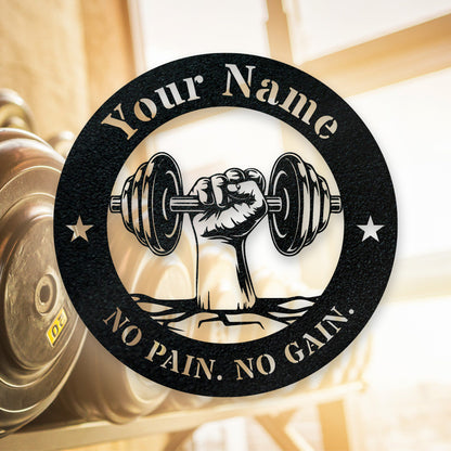 Personalized Gym Dumbbell Monogram - Custom Metal Gym Sign - Outdoor Decor Metal Wall Art - Metal Signs For Home