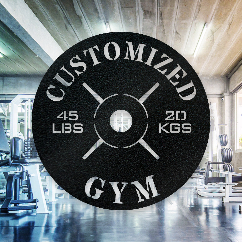 Personalized Gym Weight Plate Monogram - Cross Fit Sign - Custom Metal Gym Sign - Outdoor Decor Metal Wall Art - Metal Signs For Home