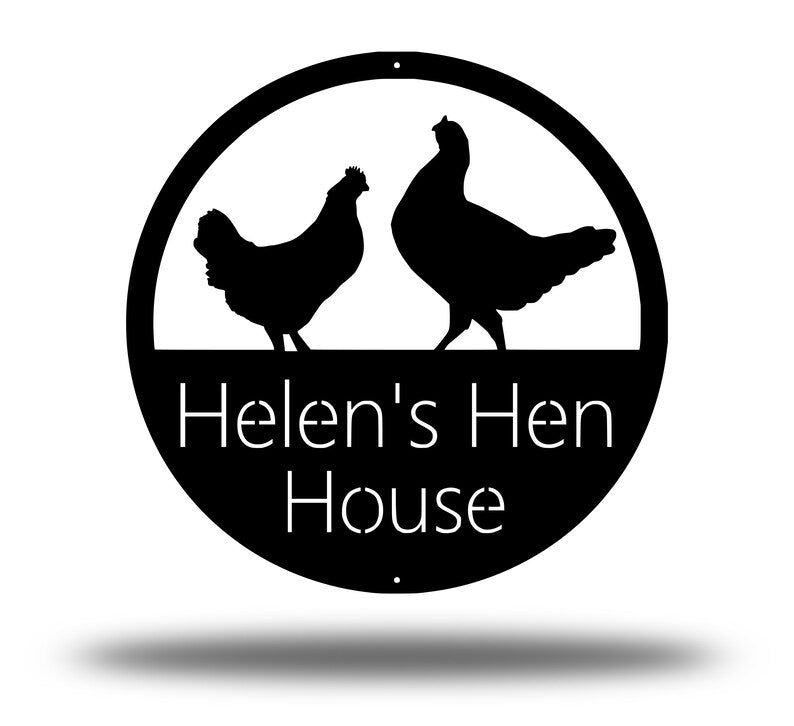 Personalized Hen House Sign - Hen House Coop Sign - Metal Chicken Coop Sign