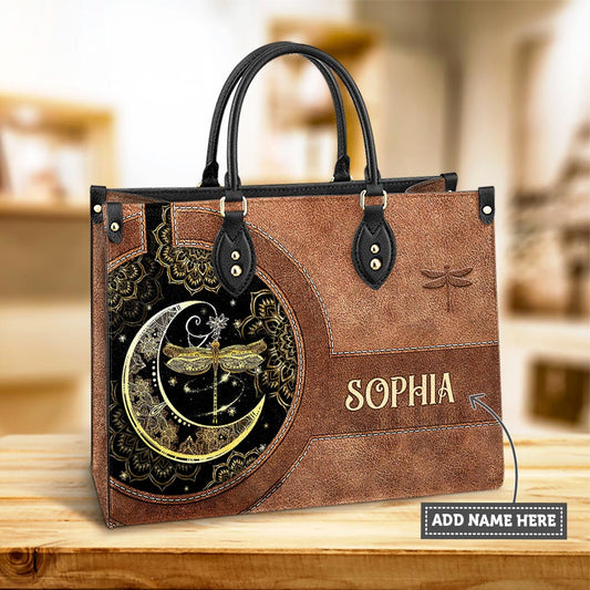 Personalized Hippie Dragonfly Leather Bag - Women's Pu Leather Bag - Best Mother's Day Gifts