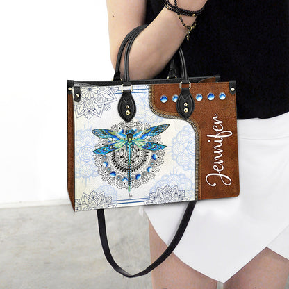 Personalized Hippie Dragonfly Mandala Leather Bag - Women's Pu Leather Bag - Best Mother's Day Gifts