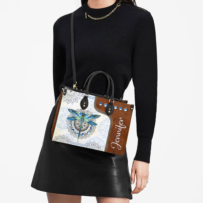 Personalized Hippie Dragonfly Mandala Leather Bag - Women's Pu Leather Bag - Best Mother's Day Gifts