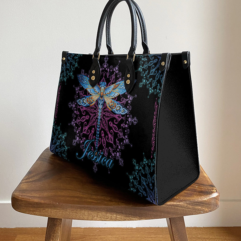 Personalized Hippie Purple Dragonfly Leather Bag - Women's Pu Leather Bag - Best Mother's Day Gifts