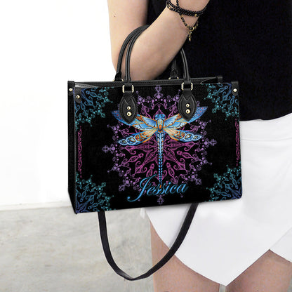 Personalized Hippie Purple Dragonfly Leather Bag - Women's Pu Leather Bag - Best Mother's Day Gifts