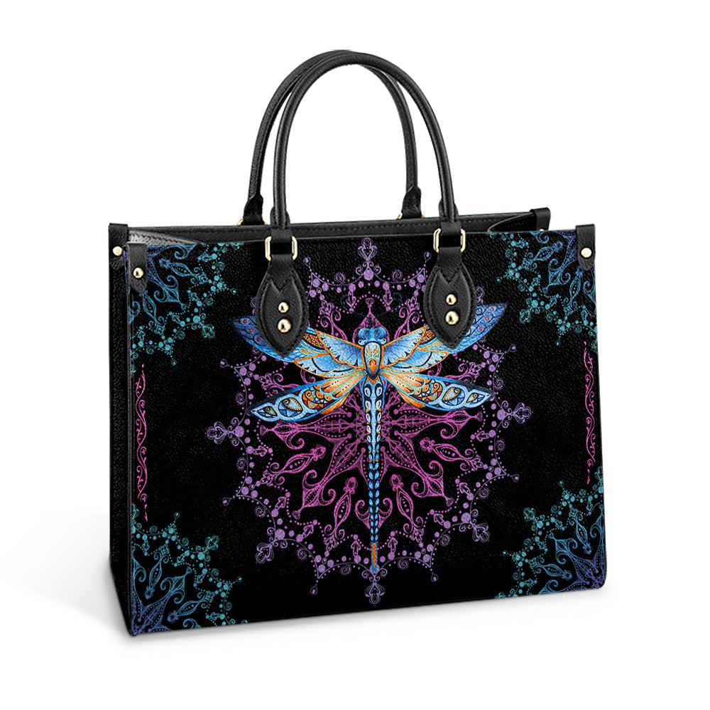 Personalized Hippie Purple Dragonfly Leather Bag - Women's Pu Leather Bag - Best Mother's Day Gifts
