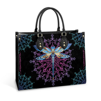 Personalized Hippie Purple Dragonfly Leather Bag - Women's Pu Leather Bag - Best Mother's Day Gifts