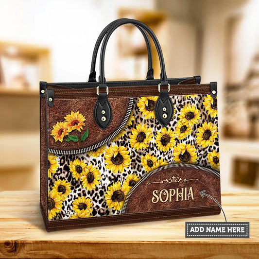 Personalized Hippie Sunflower Leather Bag - Women's Pu Leather Bag - Best Mother's Day Gifts