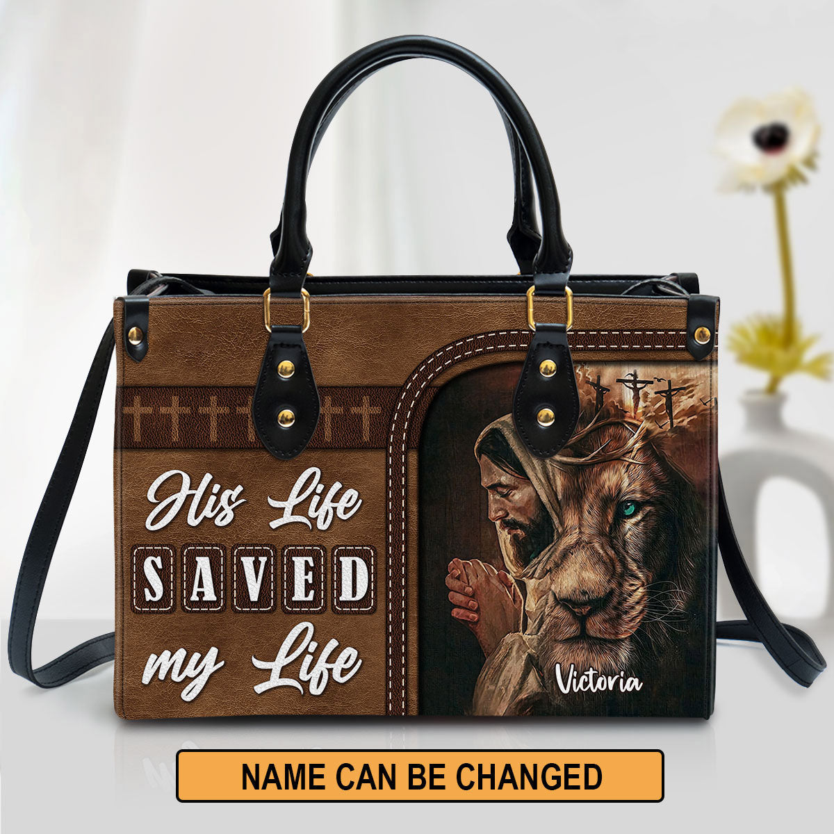 Personalized His Life Saved My Life Unique Lion Leather Bag - Christian Pu Leather Bags For Women