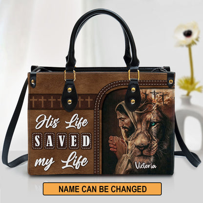Personalized His Life Saved My Life Unique Lion Leather Bag - Christian Pu Leather Bags For Women