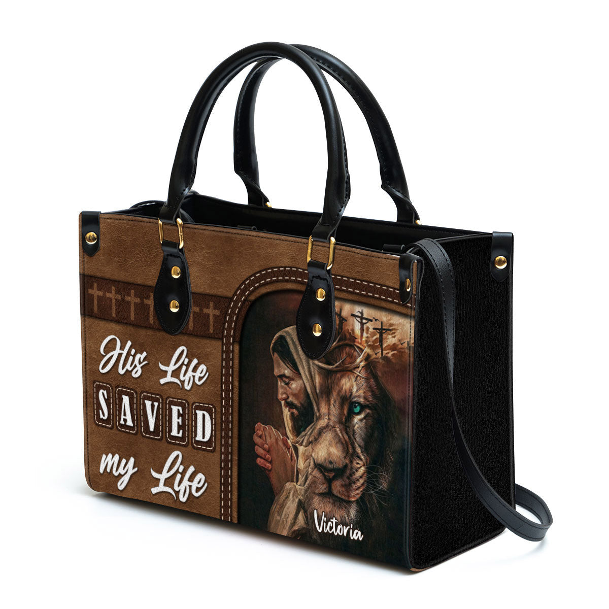Personalized His Life Saved My Life Unique Lion Leather Bag - Christian Pu Leather Bags For Women