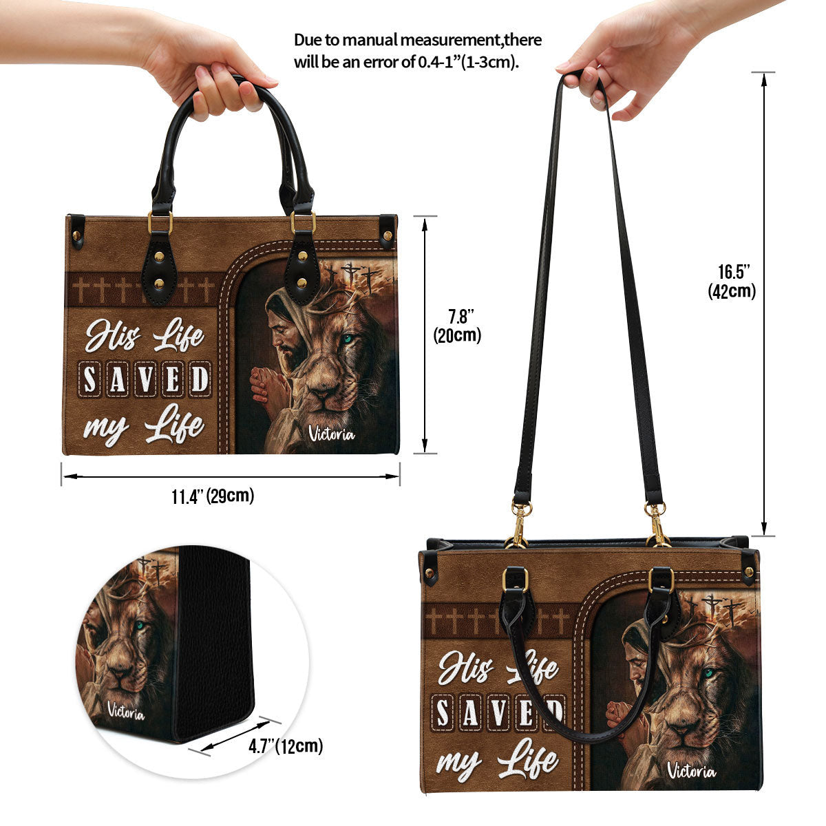 Personalized His Life Saved My Life Unique Lion Leather Bag - Christian Pu Leather Bags For Women