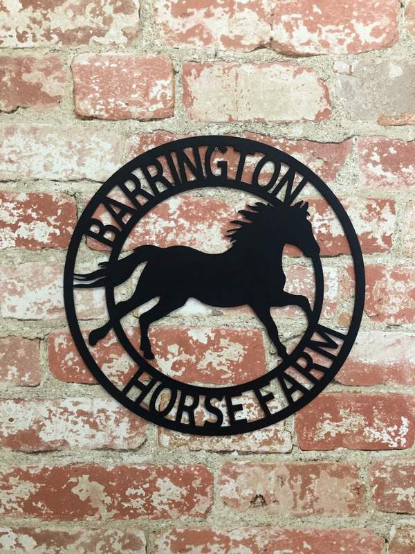 Personalized Horse Circle Nameplate Custom Horse Sign Metal Name Sign Farmhouse Decor Outdoor Decor