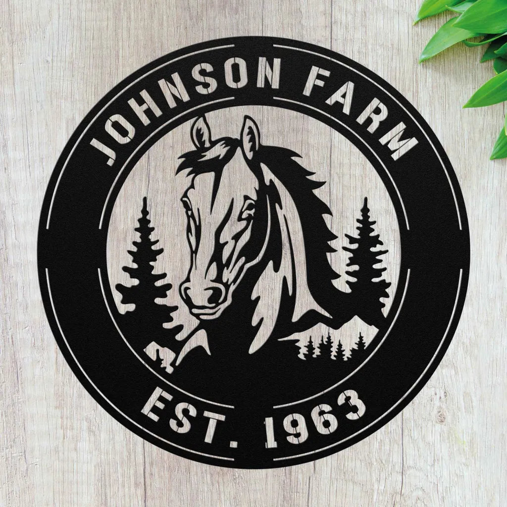 Personalized Horse Metal Wall Art - Custom Horse Farm Sign - Farm House Decor