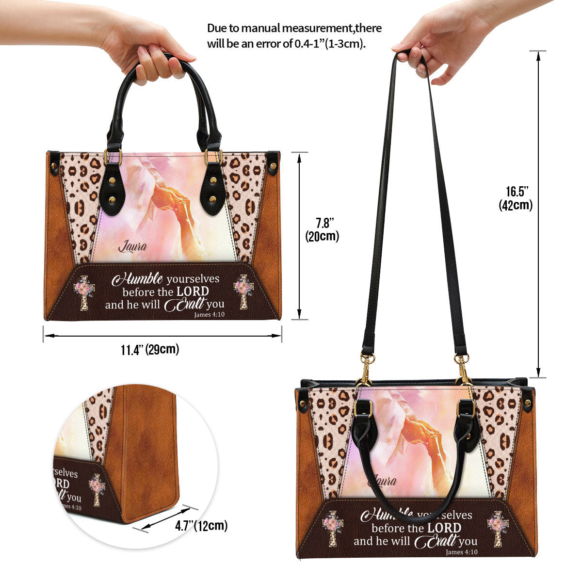 Personalized Humble Yourselves Before The Lord And He Will Exalt You Leather Bag - Christian Pu Leather Bags For Women