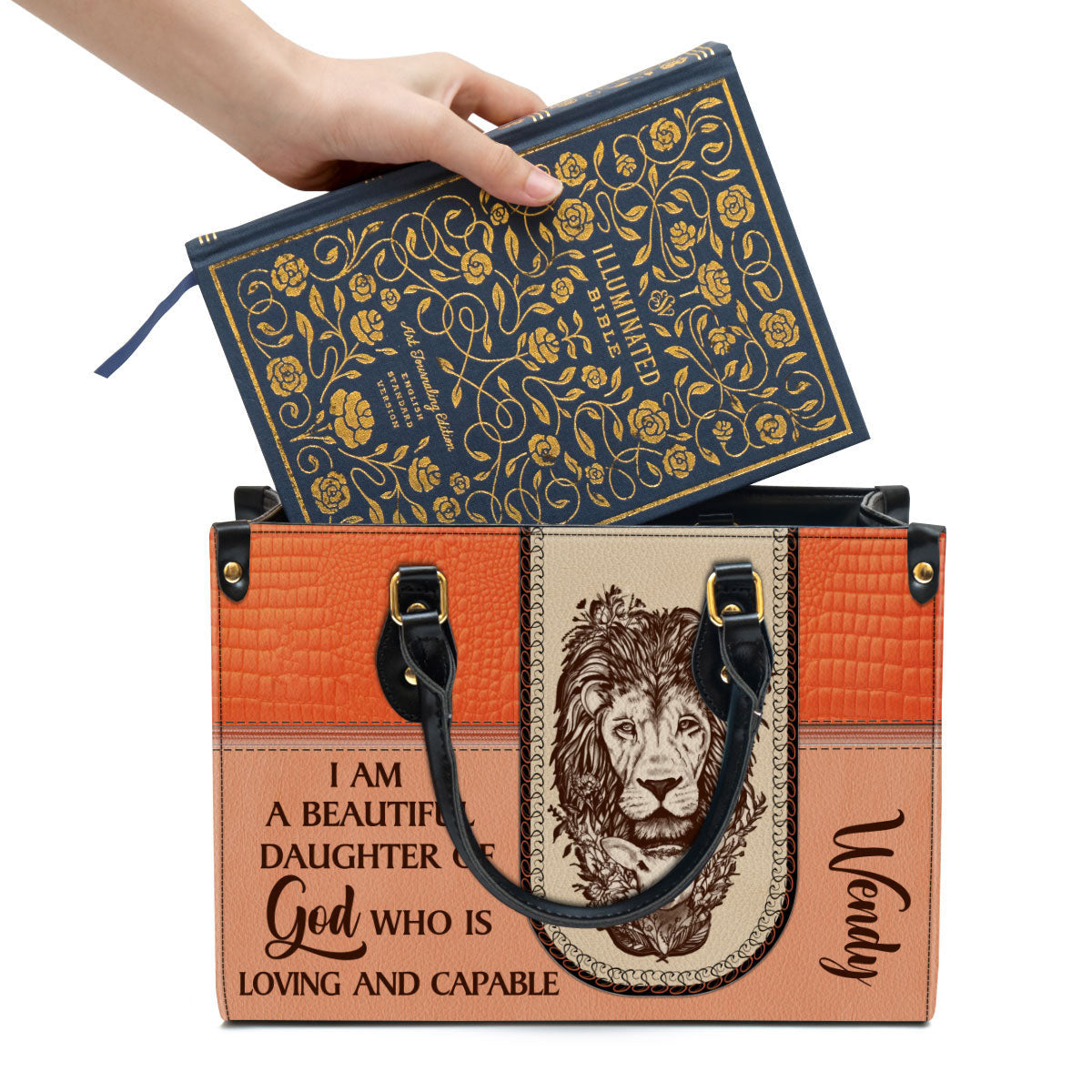 Personalized I Am A Daughter Of God Special Lion Leather Bag - Christian Pu Leather Bags For Women