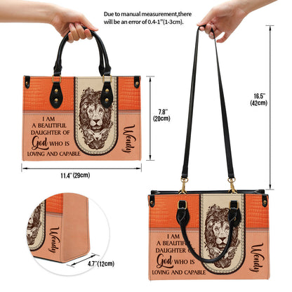 Personalized I Am A Daughter Of God Special Lion Leather Bag - Christian Pu Leather Bags For Women