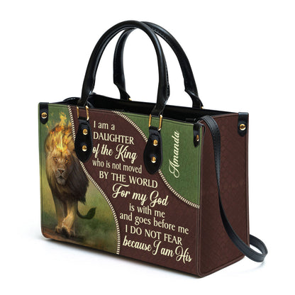 Personalized I Am A Daughter Of The King Unique Lion Leather Bag - Christian Pu Leather Bags For Women