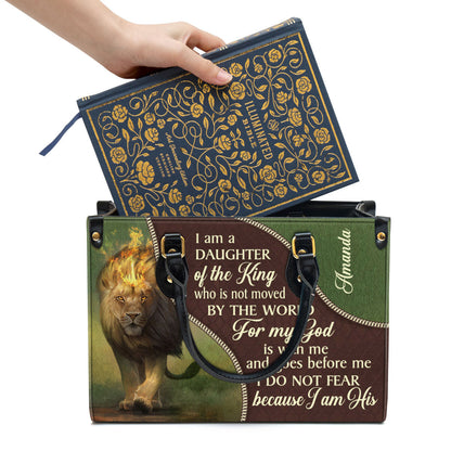 Personalized I Am A Daughter Of The King Unique Lion Leather Bag - Christian Pu Leather Bags For Women
