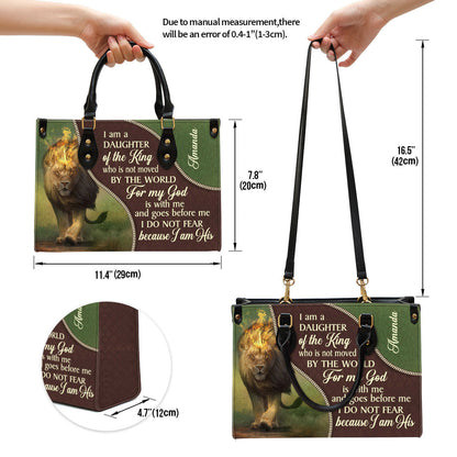 Personalized I Am A Daughter Of The King Unique Lion Leather Bag - Christian Pu Leather Bags For Women