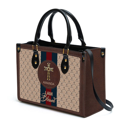 Personalized I Am Blessed Leather Bag - Christian Pu Leather Bags For Women