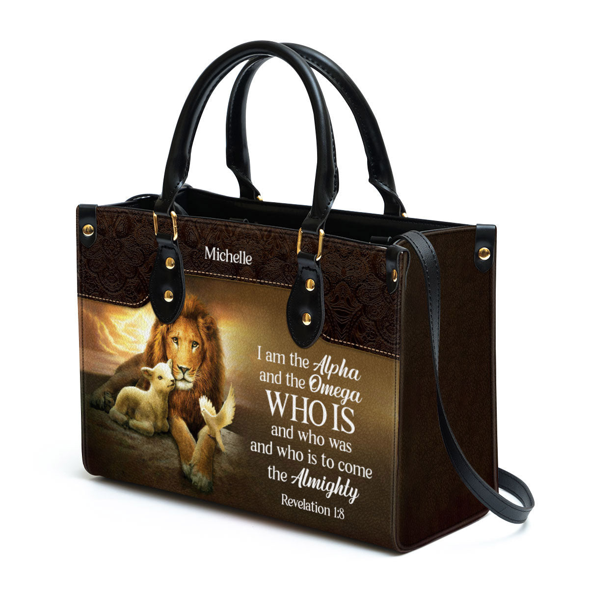 Personalized I Am The Alpha And The Omega Lovely Leather Bag - Christian Pu Leather Bags For Women