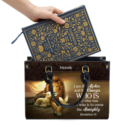 Personalized I Am The Alpha And The Omega Lovely Leather Bag - Christian Pu Leather Bags For Women