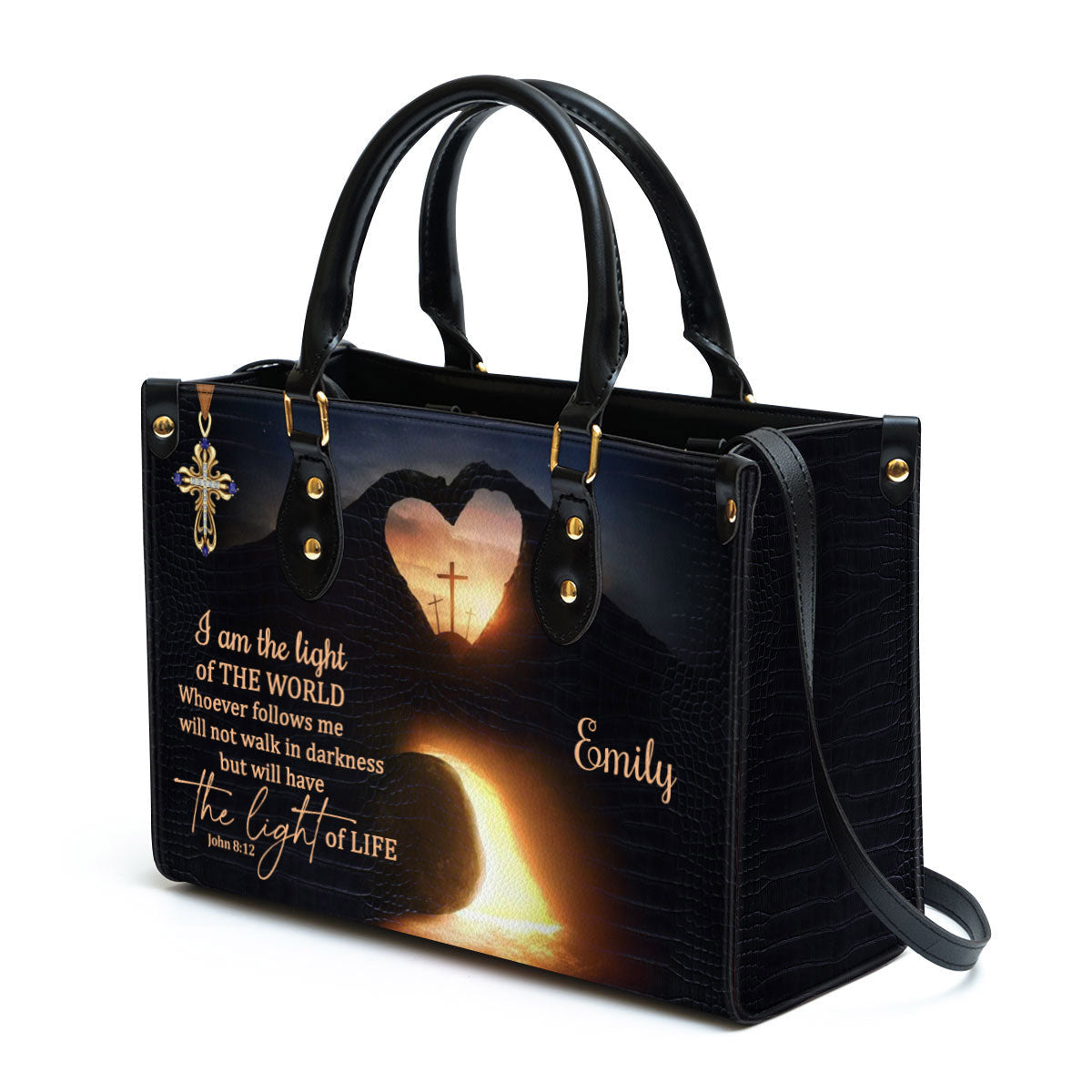 Personalized I Am The Light Of The World Leather Bag - Christian Pu Leather Bags For Women