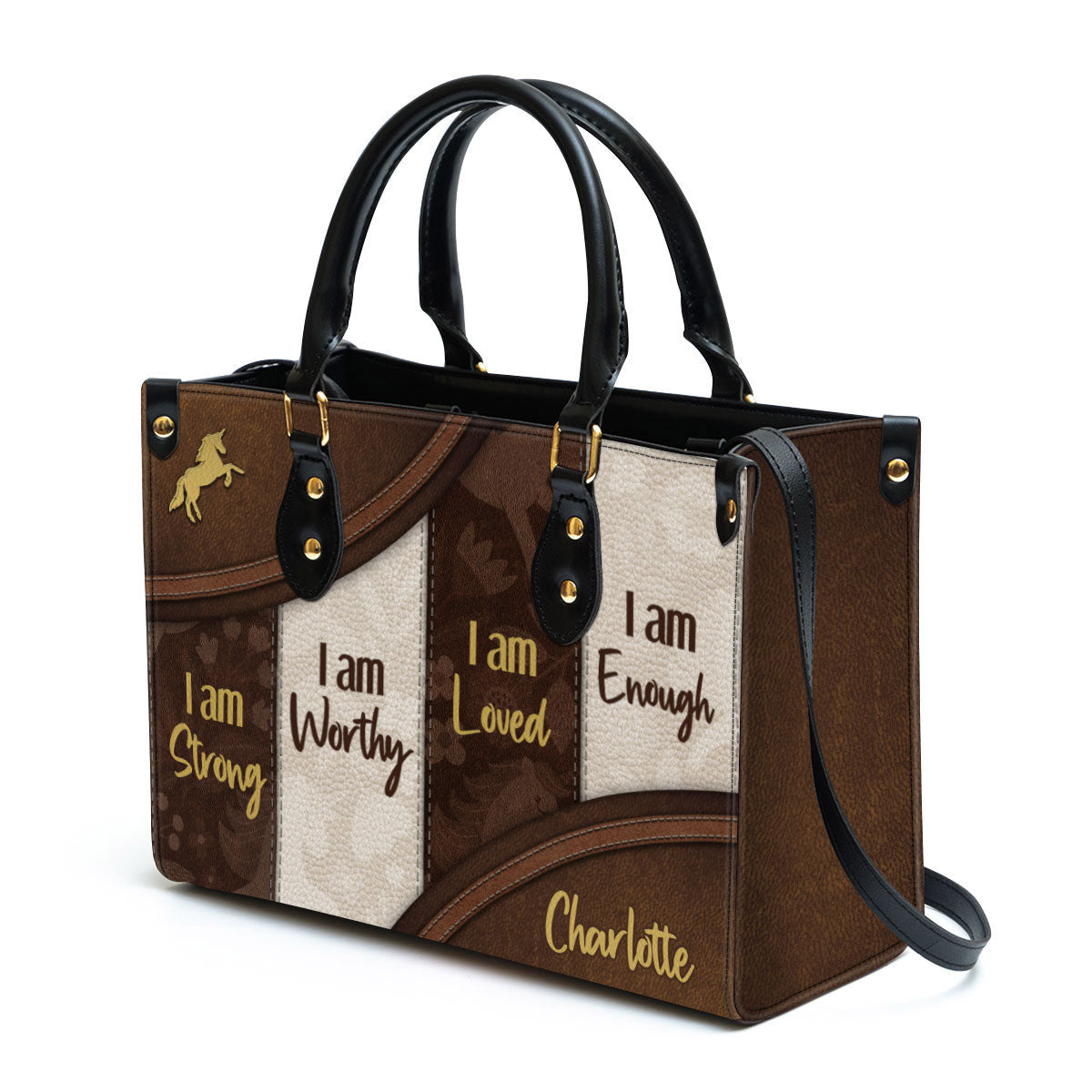 Personalized I Am Worthy Unique Unicorn Leather Bag - Christian Pu Leather Bags For Women
