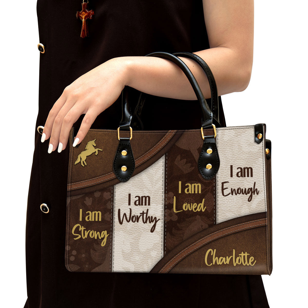 Personalized I Am Worthy Unique Unicorn Leather Bag - Christian Pu Leather Bags For Women