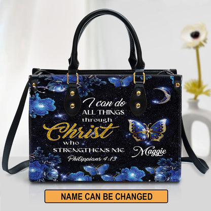 Personalized I Can Do All Things Through Christ Pretty Leather Bag - Christian Pu Leather Bags For Women